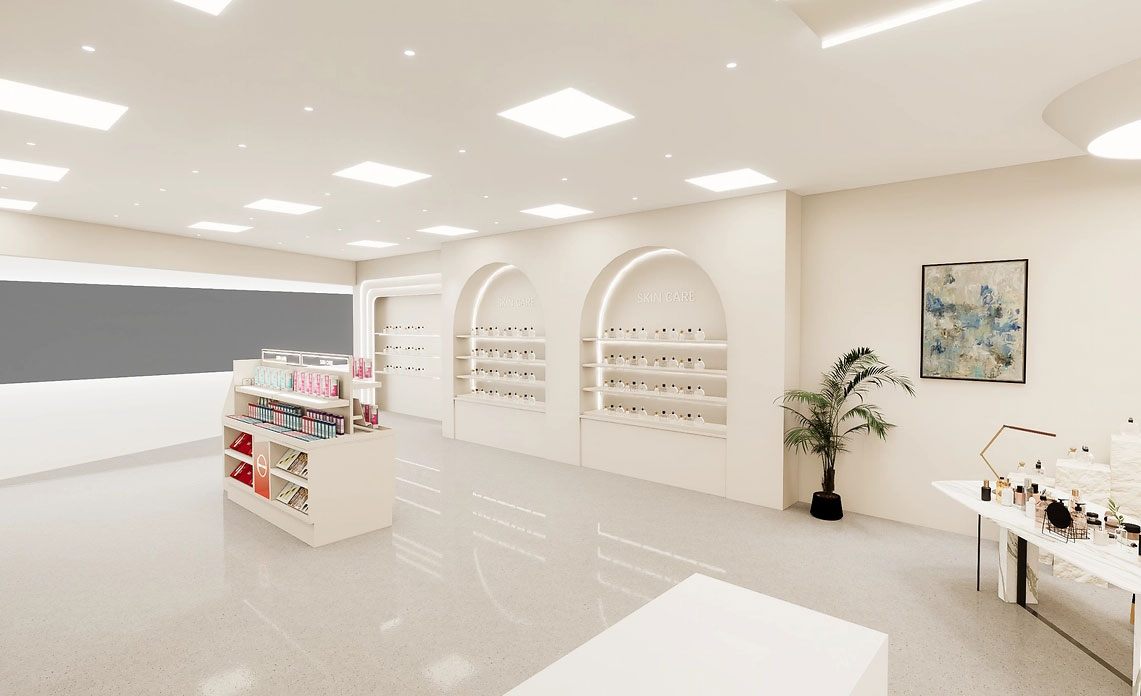 45平米郑州化妆品店铺直播间设计效果图