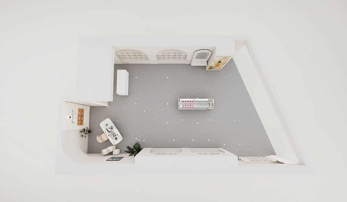 45平米郑州化妆品店铺直播间设计效果图