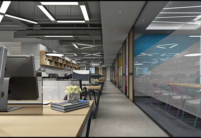 郑州办公室装修吊顶太低压抑？裸顶喷漆省层高方案 