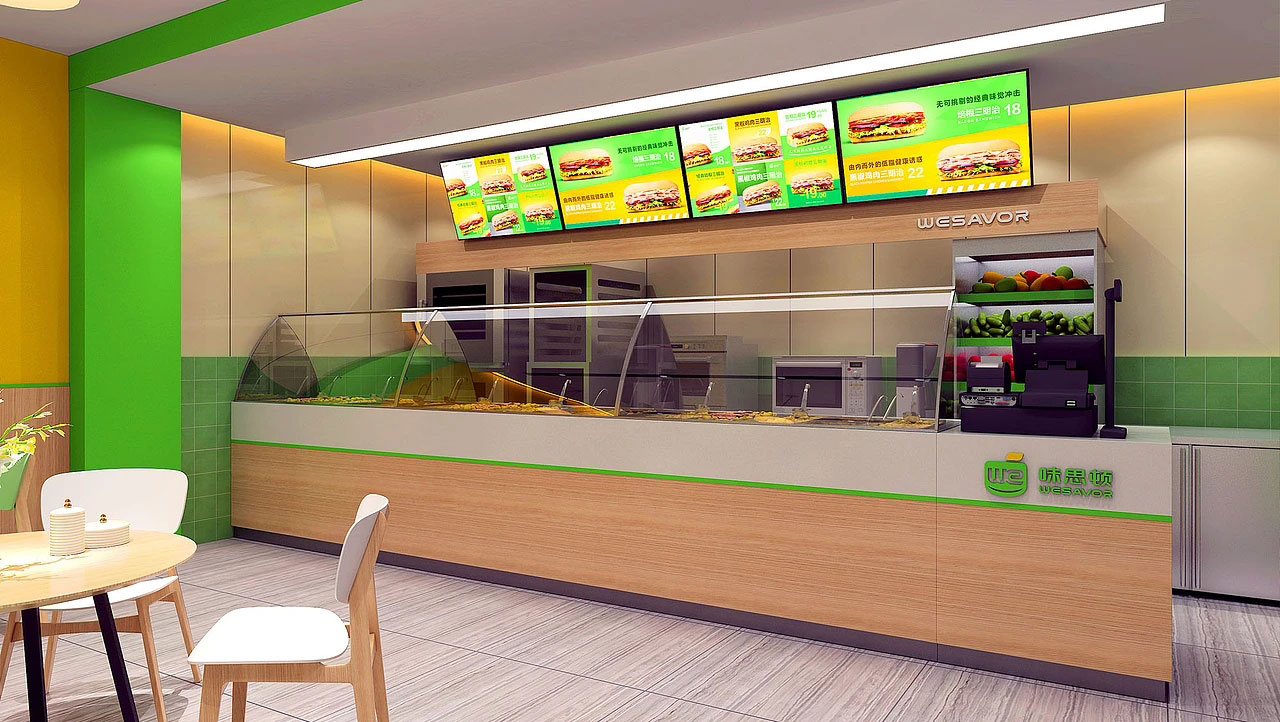 115平米郑州汉堡店装修设计效果图