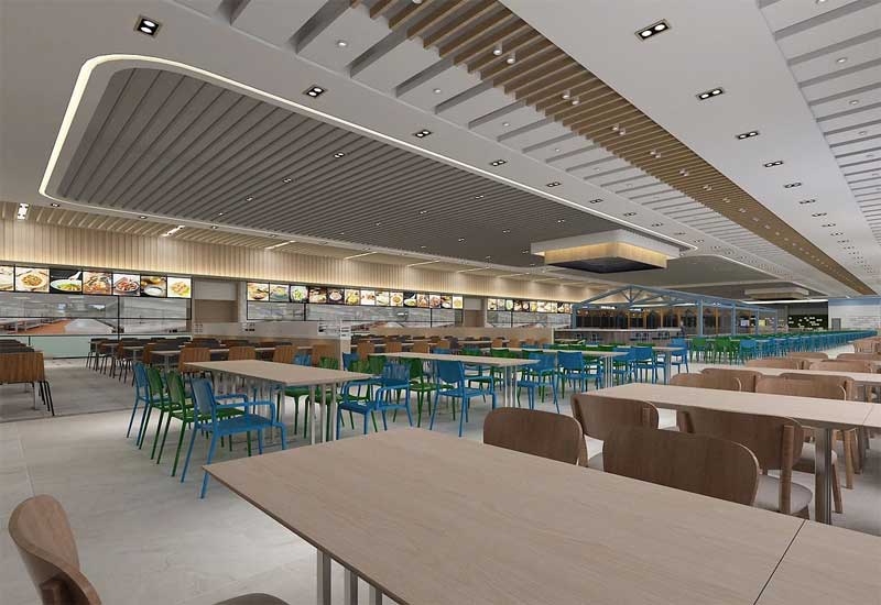 郑州工厂食堂装修工期安排:多人同时就餐的餐桌布局与施工周期