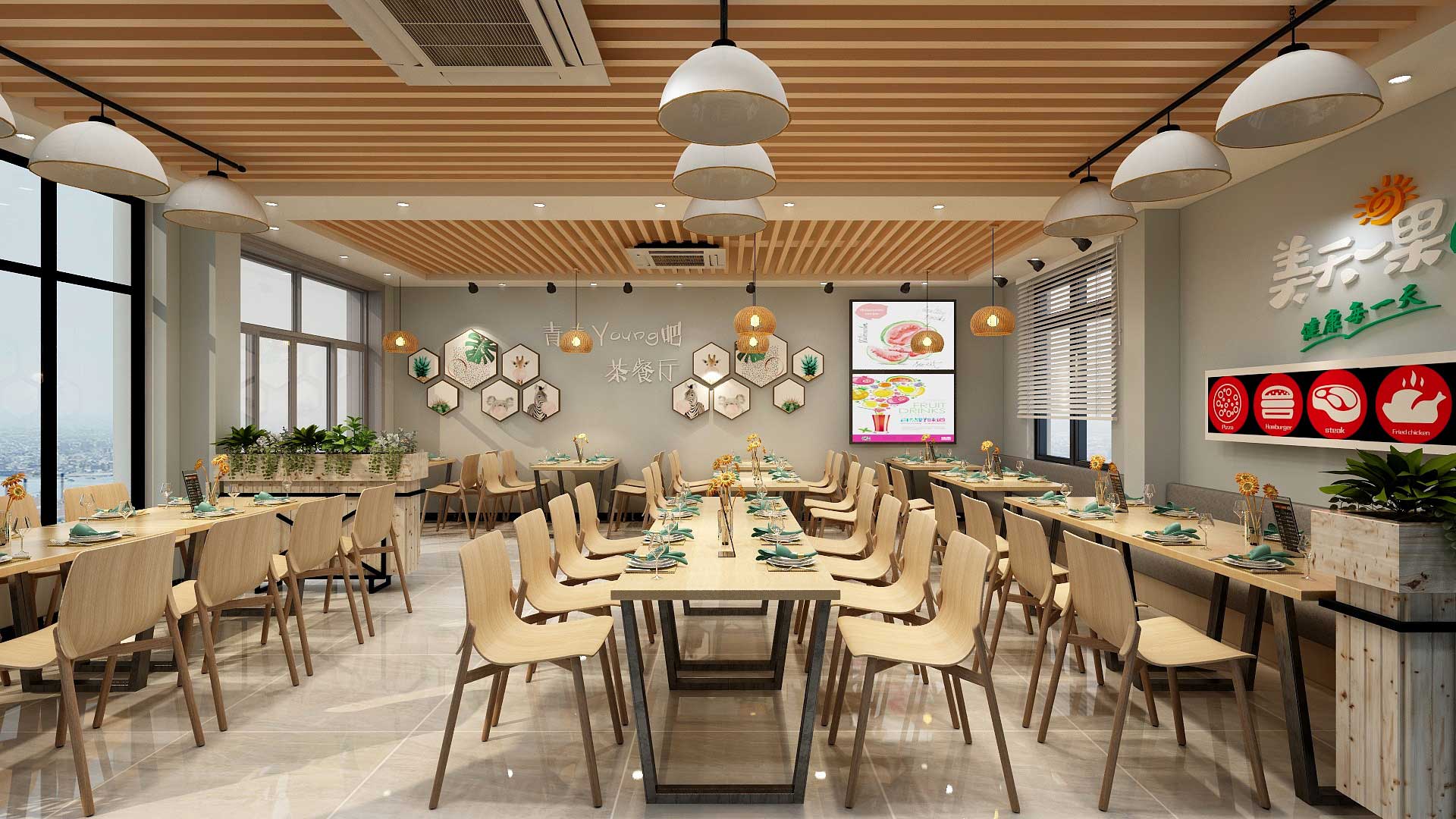 90平米快餐店装修设计效果图