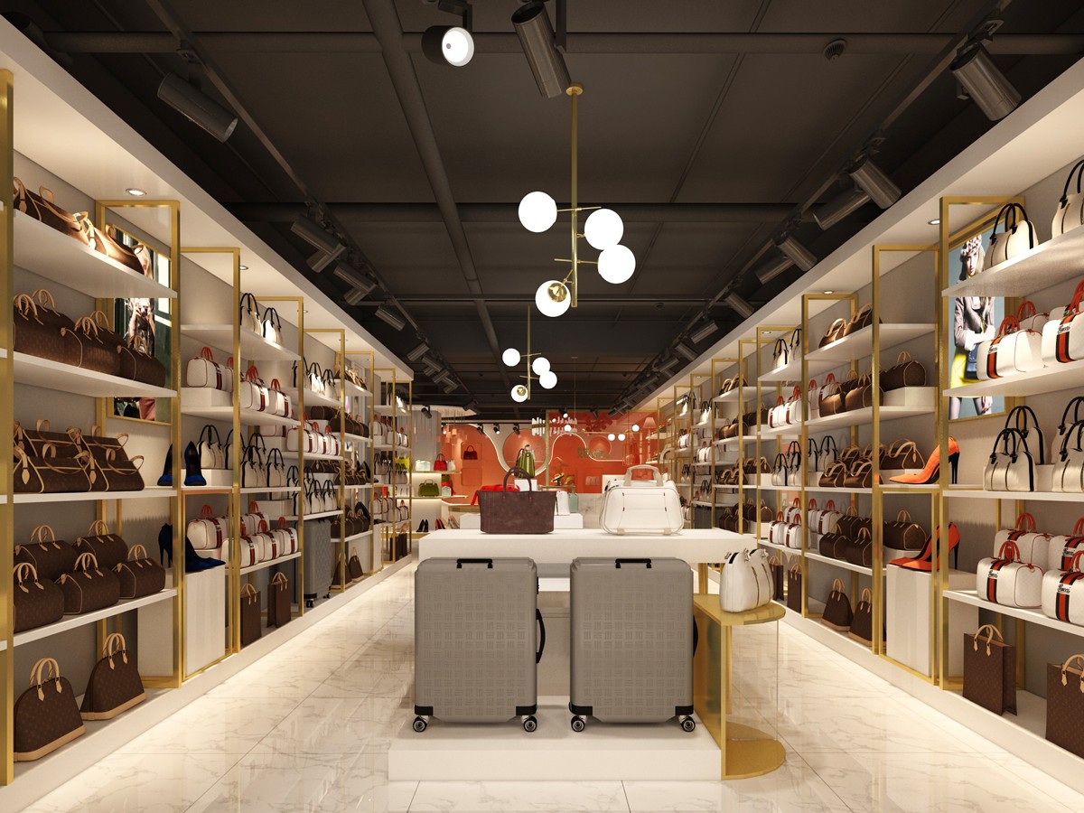 46平米郑州女士包包店铺装修设计效果图