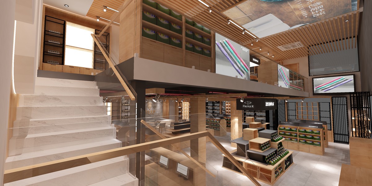 130平米郑州文具专卖店装修设计效果图