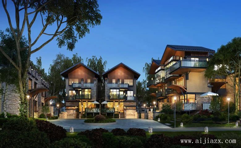 最新大方端庄的新中式风格别墅群外观装修效果图