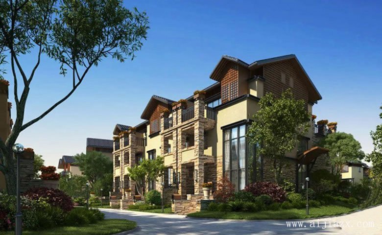 最新大方端庄的新中式风格别墅群外观装修效果图