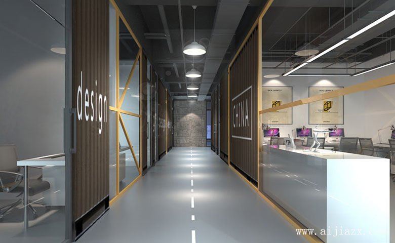 灰色时尚的办公室装修效果图