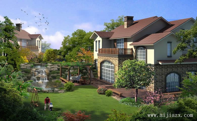 优雅诗意的小区园林景观装修效果图