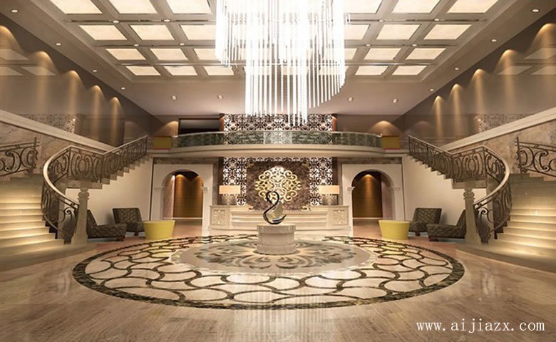 开阔大气的酒店前厅装修效果图