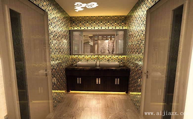 浅色调的酒店卫生间装修效果图