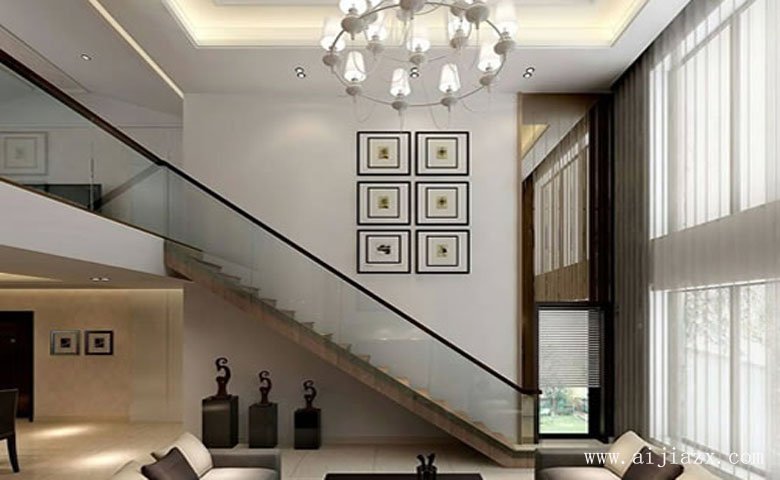  现代大方的简约欧式风格双层别墅一楼楼道装修效果图