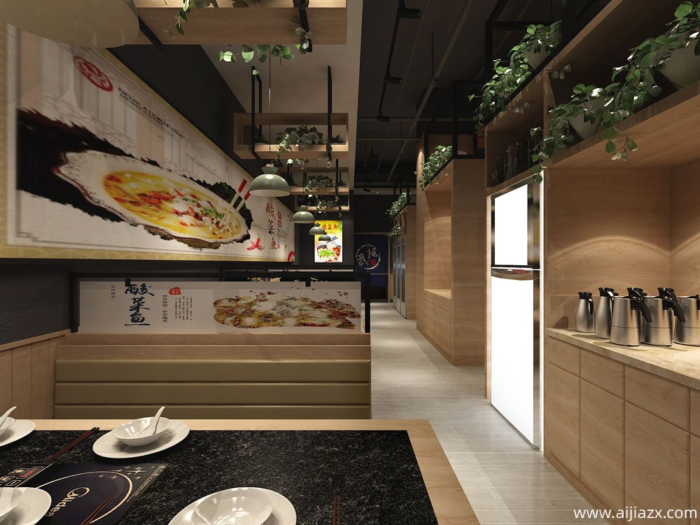 胖哥酸菜鱼餐饮店铺装修效果图
